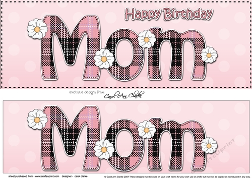 Large DL Happy Birthday MOM 3D decoupage