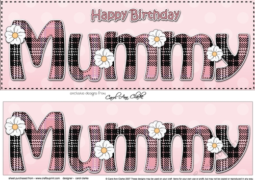 Large DL Happy Birthday MUMMY 3D decoupage