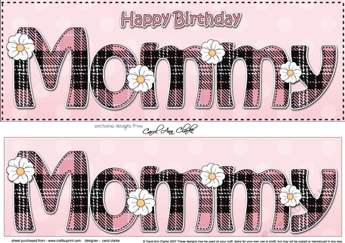 Large DL Happy Birthday MOMMY 3D decoupage
