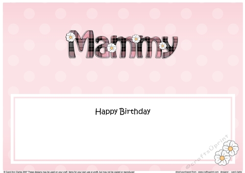 Large DL Happy Birthday MAMMY insert