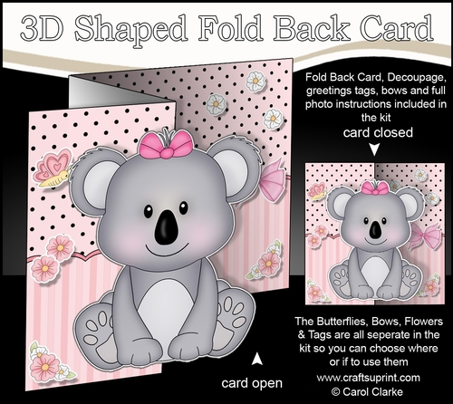 3D Shaped No-Hole Fold Back Mini Kit -  Cute Little Koala Kitkat