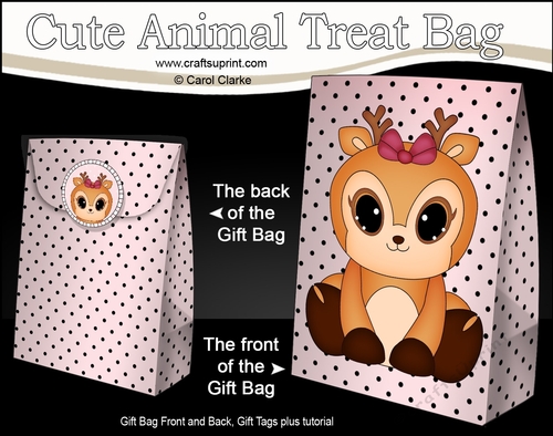 3D Gift Bag Mini Kit -  Cute Little Reindeer Sprinkles