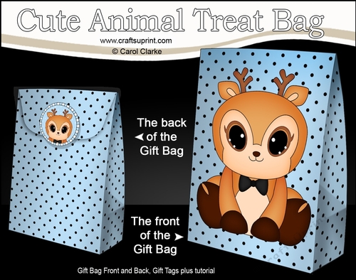 3D Gift Bag Mini Kit -  Cute Little Reindeer Snuggles