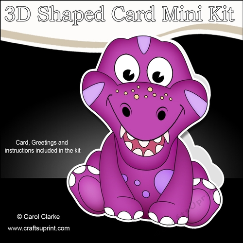 3D Shaped Card  Kit - Cute Little Bobosaur Dino