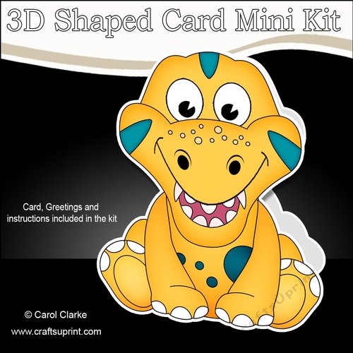 3D Shaped Card  Kit - Cute Little Lizzy Dino