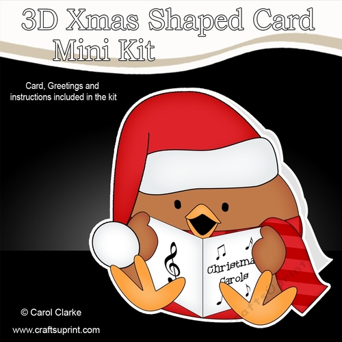 3D Shaped Christmas Card Kit - Bobbin Robin is Carol Singing