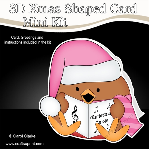 3D Shaped Christmas Card Kit - Bobbin Robin is Carol Singing
