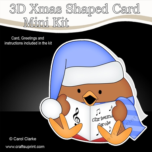 3D Shaped Christmas Card Kit - Bobbin Robin is Carol Singing