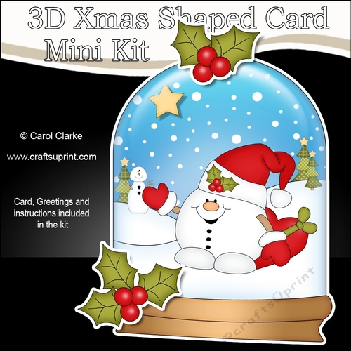 3D Shaped Christmas Snow Globe Card Kit - Snowball Sam