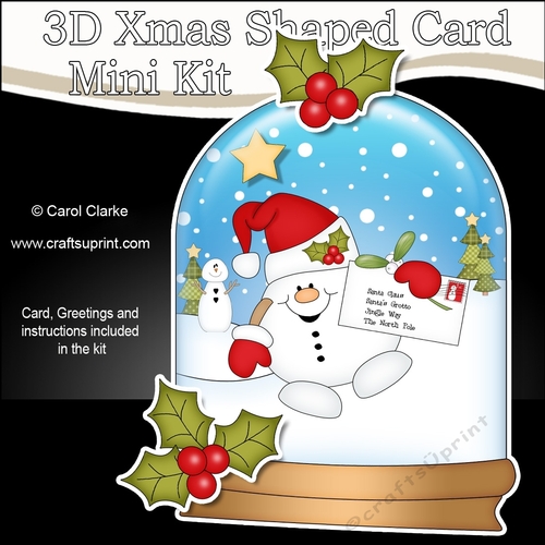 3D Shaped Christmas Snow Globe Card Kit - Snowball Sam
