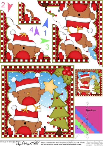 Christmas Scalloped Corner Stacker - Bobbin Robin has a Star for the Tree 
