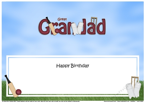 Large DL Happy Birthday GREAT GRANDAD insert