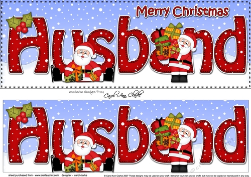 Large DL Merry Christmas HUSBAND with Santa 3D decoupage 