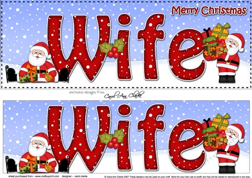 Large DL Merry Christmas WIFE with Santa 3D decoupage 