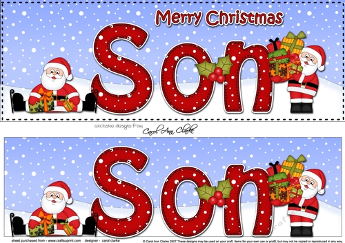 Large DL Merry Christmas SON with Santa 3D decoupage 