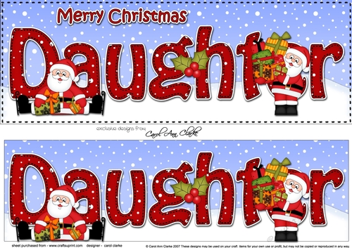 Large DL Merry Christmas DAUGHTER with Santa 3D decoupage 
