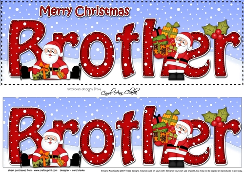 Large DL Merry Christmas BROTHER with Santa 3D decoupage 