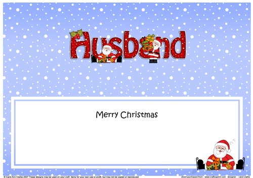 Large DL Merry Christmas HUSBAND with Santa insert
