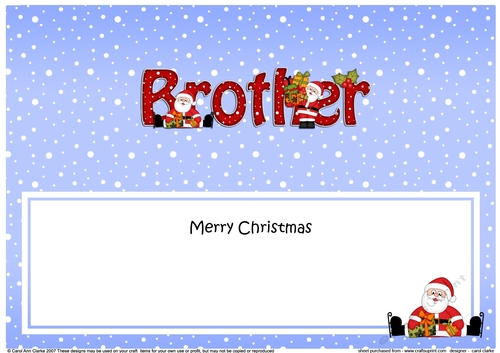 Large DL Merry Christmas BROTHER with Santa insert