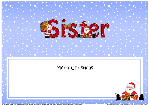 Large DL Merry Christmas SISTER with Santa insert