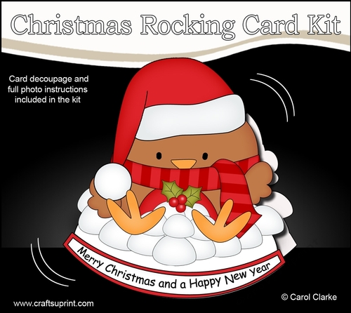 3D Shaped Rocking Christmas Card Mini Kit - Bobbin Robin is making Snowballs