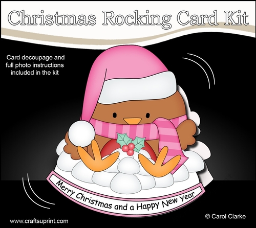 3D Shaped Rocking Christmas Card Mini Kit - Bobbin Robin is making Snowballs