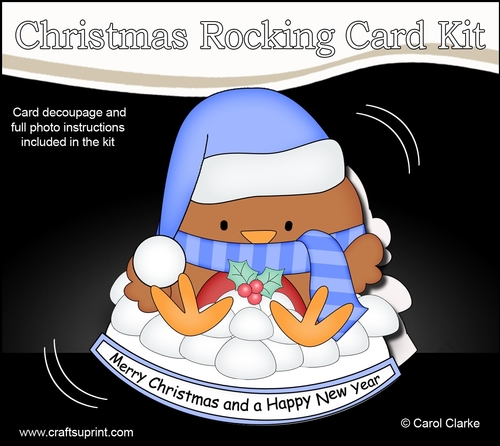 3D Shaped Rocking Christmas Card Mini Kit - Bobbin Robin is making Snowballs