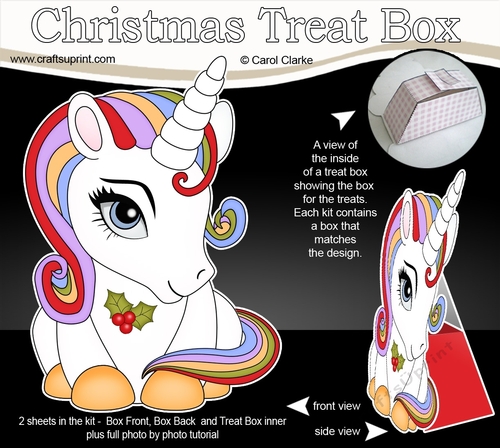 3D Christmas Treat Box Gift Set Mini Kit - Cute Little Unicorn