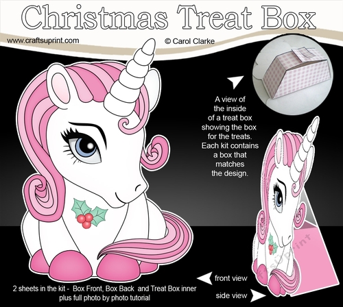 3D Christmas Treat Box Gift Set Mini Kit - Cute Little Unicorn