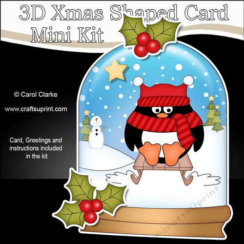 3D Shaped Christmas Snow Globe Card Kit - Pip Penguin