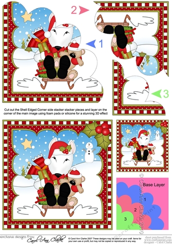 Christmas Shell Edged Corner Side Stacker - Little English Bull Dog Terrier