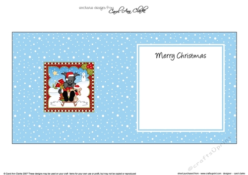 Christmas square landscape insert - Little Scottie Dog
