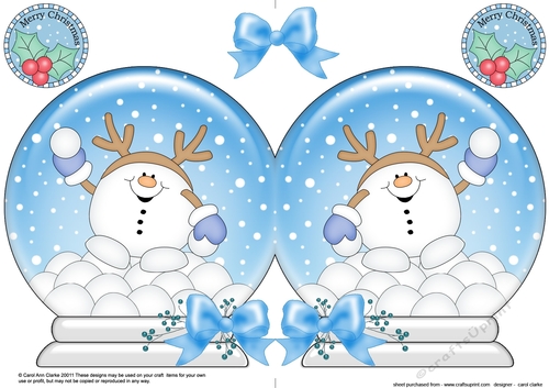 Christmas Snow Globe Shaped Card - Snowball Sam is having a Snowball Fight