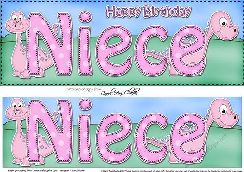 Large DL Happy Birthday NIECE 3D decoupage