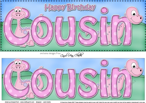 Large DL Happy Birthday COUSIN 3D decoupage