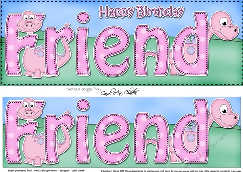 Large DL Happy Birthday FRIEND 3D decoupage
