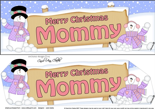 large DL Merry Christmas MOMMY with Snowman 3D decoupage
