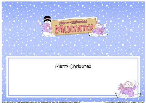 large DL Merry Christmas MUMMY with Snowman insert