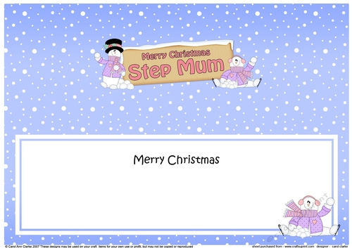large DL Merry Christmas STEP MUM with Snowman insert