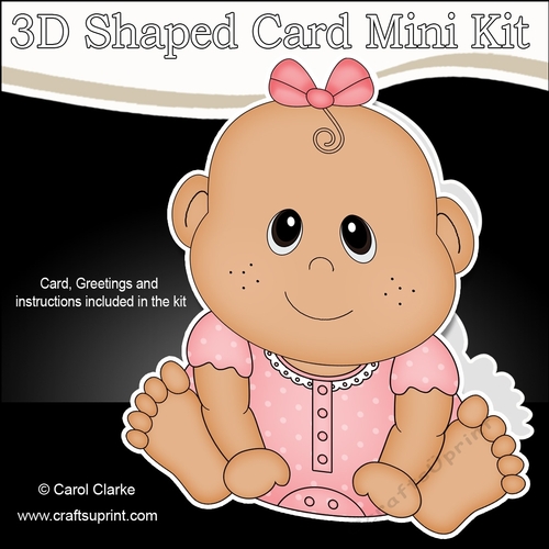 3D Shaped Card  Kit - Cute Little Ethnic Baby Girl Veena