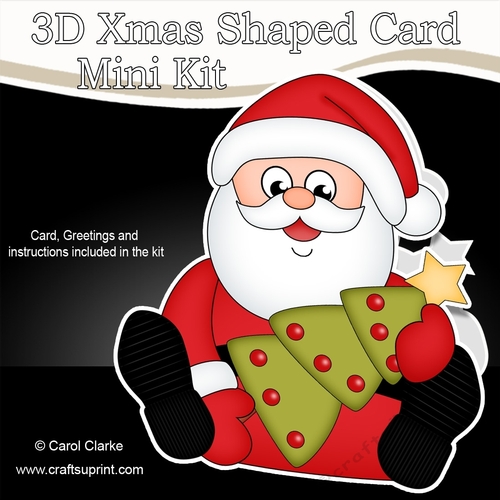 3D Shaped Christmas Card Kit - Santa has an Xmas Tree