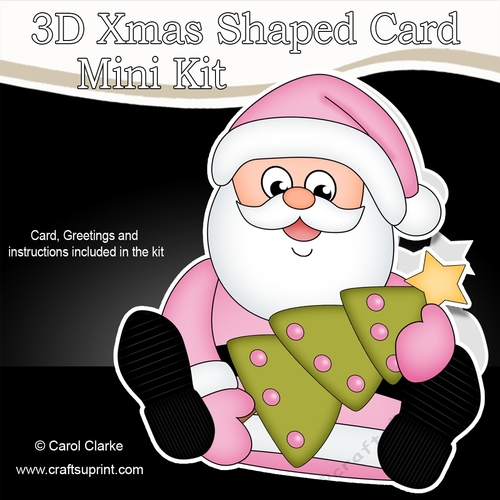 3D Shaped Christmas Card Kit - Santa has an Xmas Tree