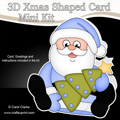3D Shaped Christmas Card Kit - Santa has an Xmas Tree