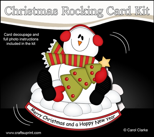 3D Shaped Rocking Christmas Card Mini Kit - Snowman Rio has an Xmas Tree