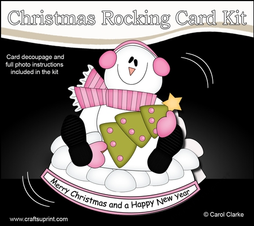 3D Shaped Rocking Christmas Card Mini Kit - Snowman Rio has an Xmas Tree