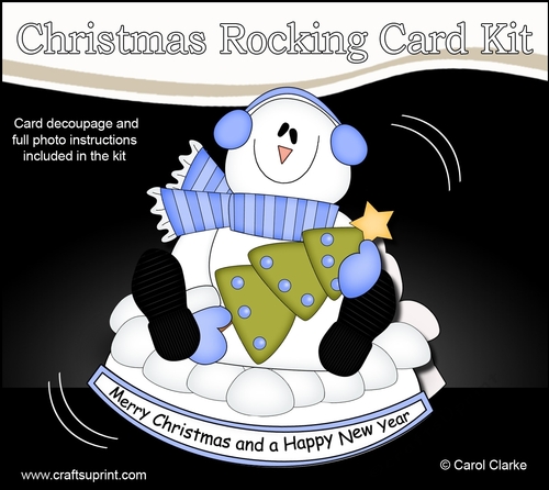 3D Shaped Rocking Christmas Card Mini Kit - Snowman Rio has an Xmas Tree