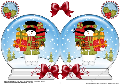Christmas Snow Globe Shaped Card - Snowman Rio has Presents