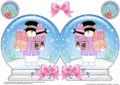 Christmas Snow Globe Shaped Card - Snowman Rio has Presents