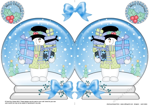 Christmas Snow Globe Shaped Card - Snowman Rio has Presents