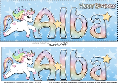 Large DL Happy Birthday ALBA 3D decoupage